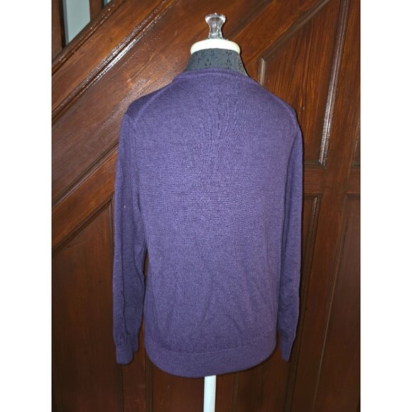 Express Italian Merino Wool Purple V-Neck Sweater L - Picture 2 of 6